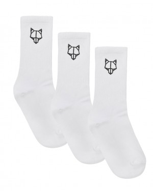 Naked Wolfe 3 Pack Mens Egyptian Baumwoll Socks Weiß | WZJT5570