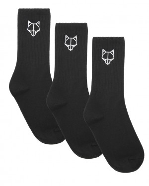 Naked Wolfe 3 Pack Womens Egyptian Baumwoll Socks Schwarz | VEJJ1128