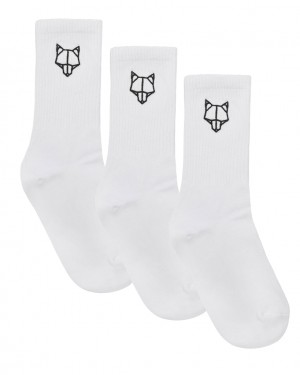 Naked Wolfe 3 Pack Womens Egyptian Baumwoll Socks Weiß | BLYA1483