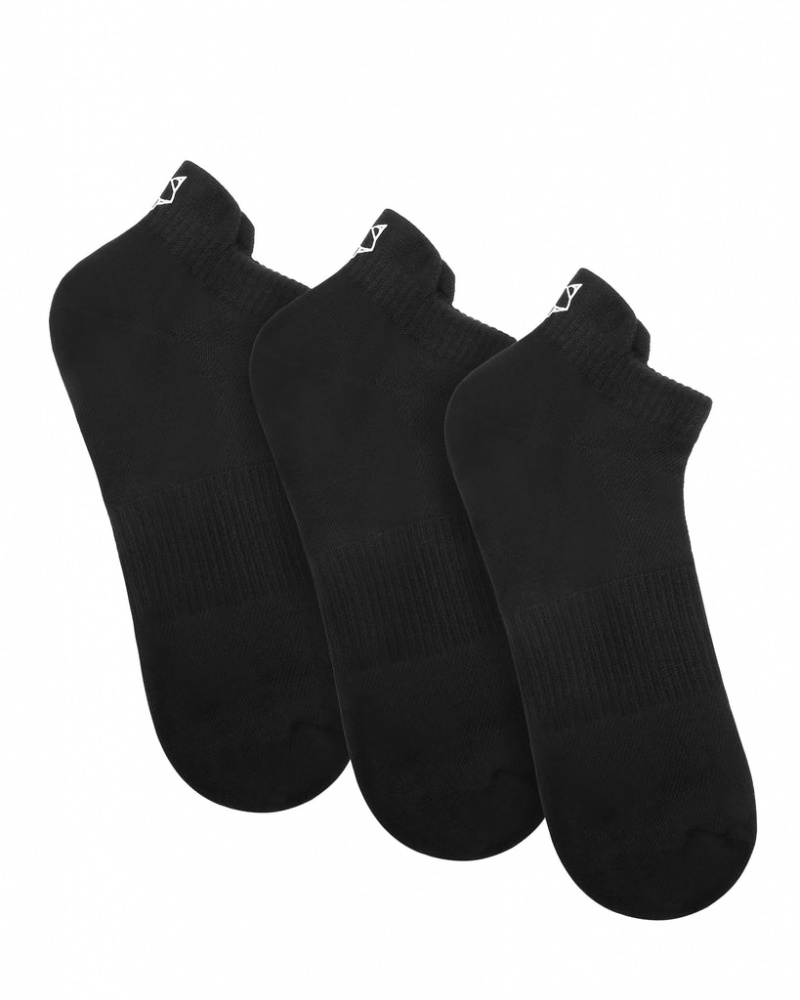 Naked Wolfe 3 Pack Mens Egyptian Baumwoll Ankle Socks Schwarz | NJXY1639