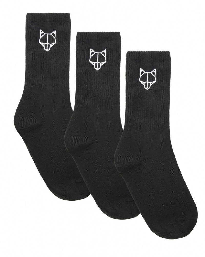 Naked Wolfe 3 Pack Mens Egyptian Baumwoll Socks Schwarz | DXGX7399