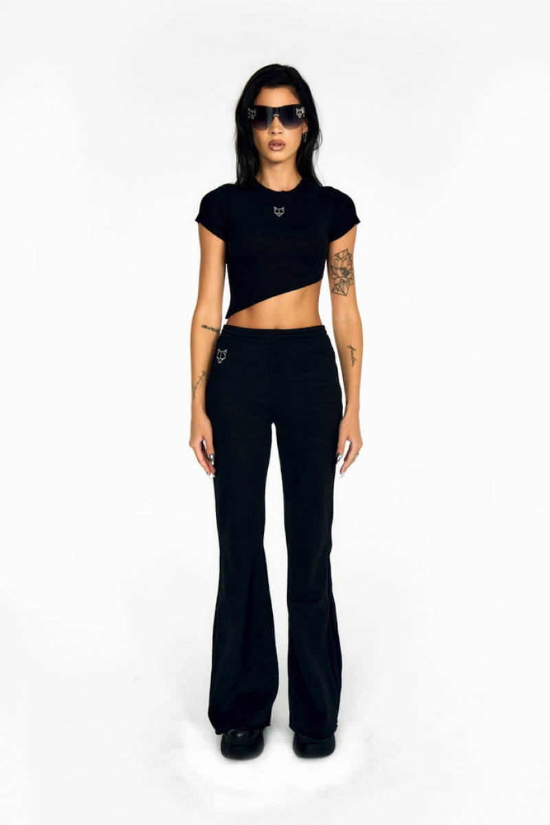 Naked Wolfe Asymmetrical Crop Schwarz | AJSC1139