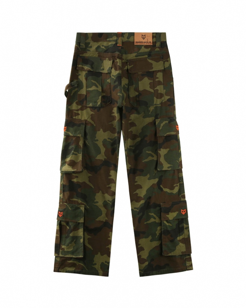 Naked Wolfe Baggy Pocket Cargo Pants Camouflage | RBBU2344