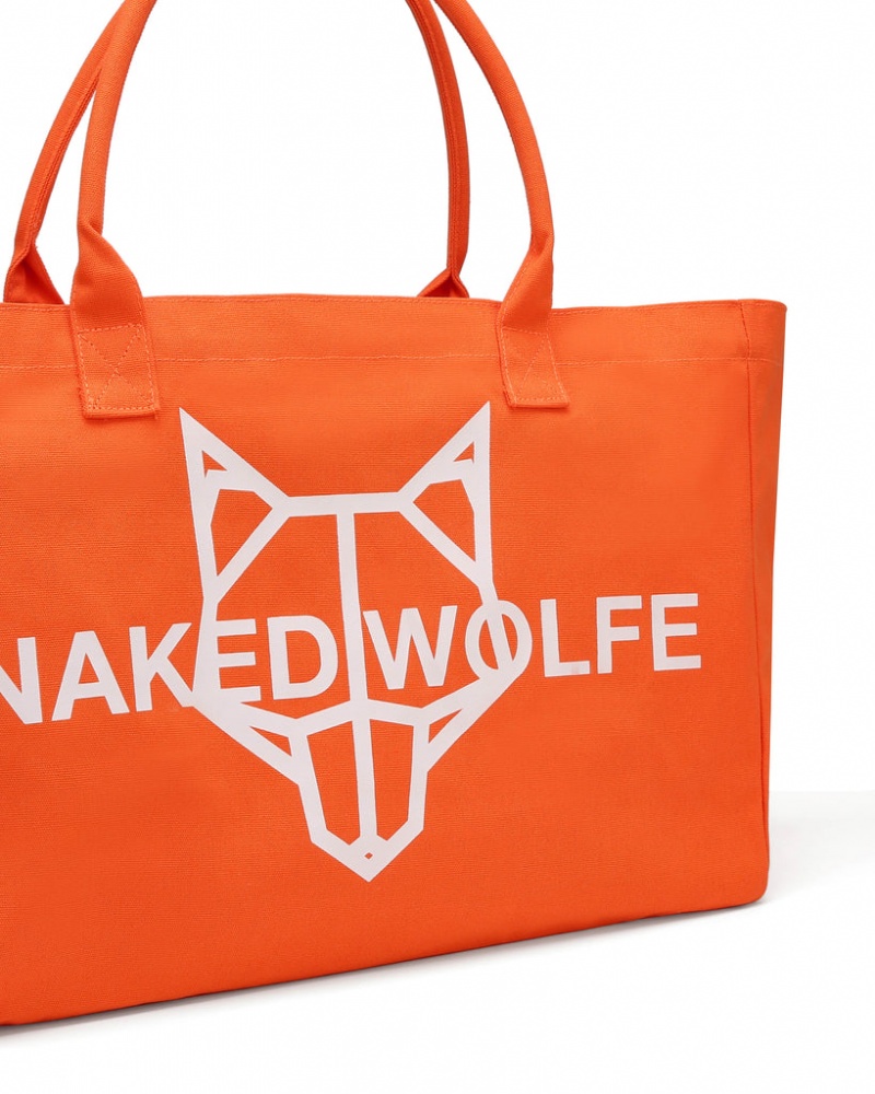 Naked Wolfe Canvas Tote Bag Orange | ULTQ8647