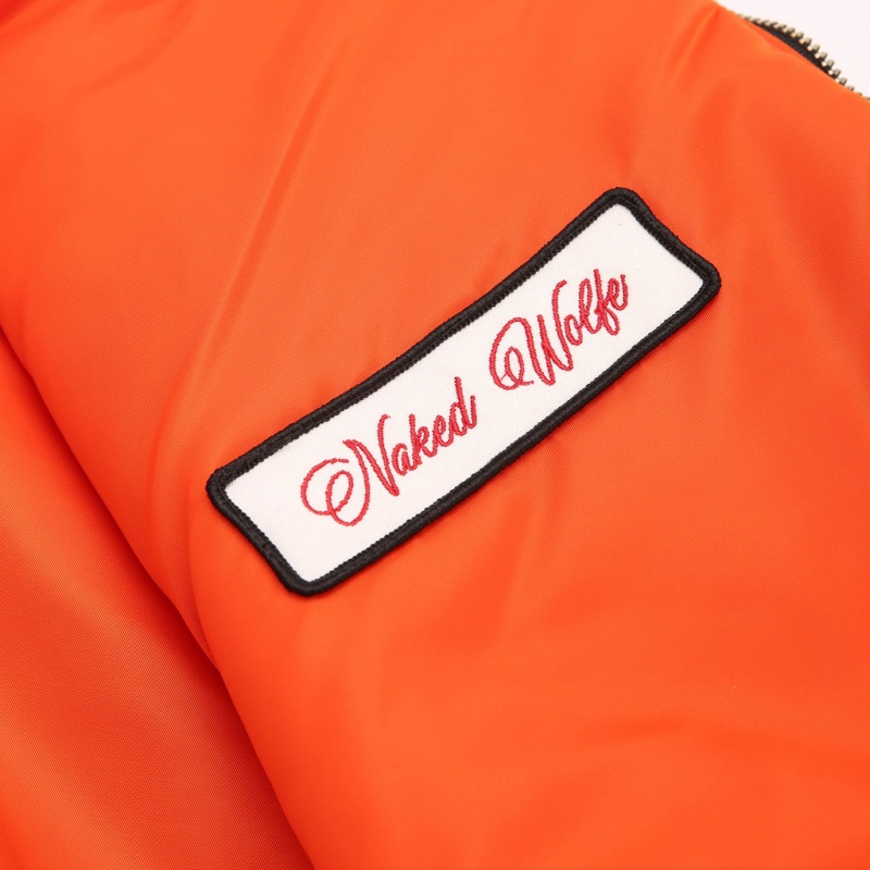 Naked Wolfe Double Sided Bomber Jacket Schwarz Orange | XBWC4891