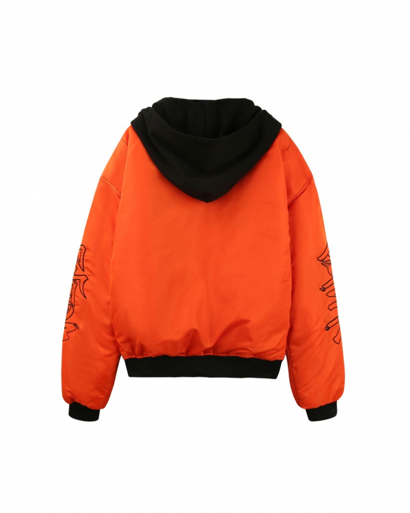 Naked Wolfe Double Sided Bomber Jacket Schwarz Orange | XBWC4891