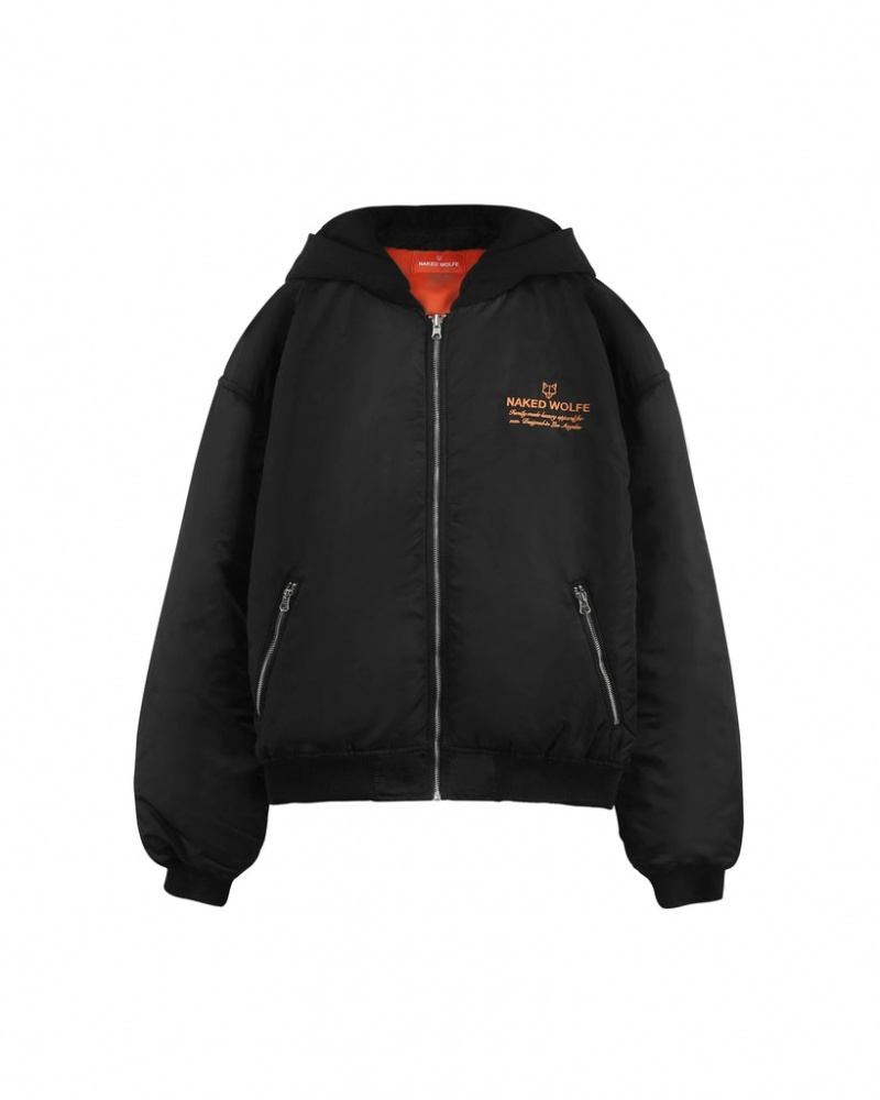 Naked Wolfe Double Sided Bomber Jacket Schwarz Orange | XBWC4891