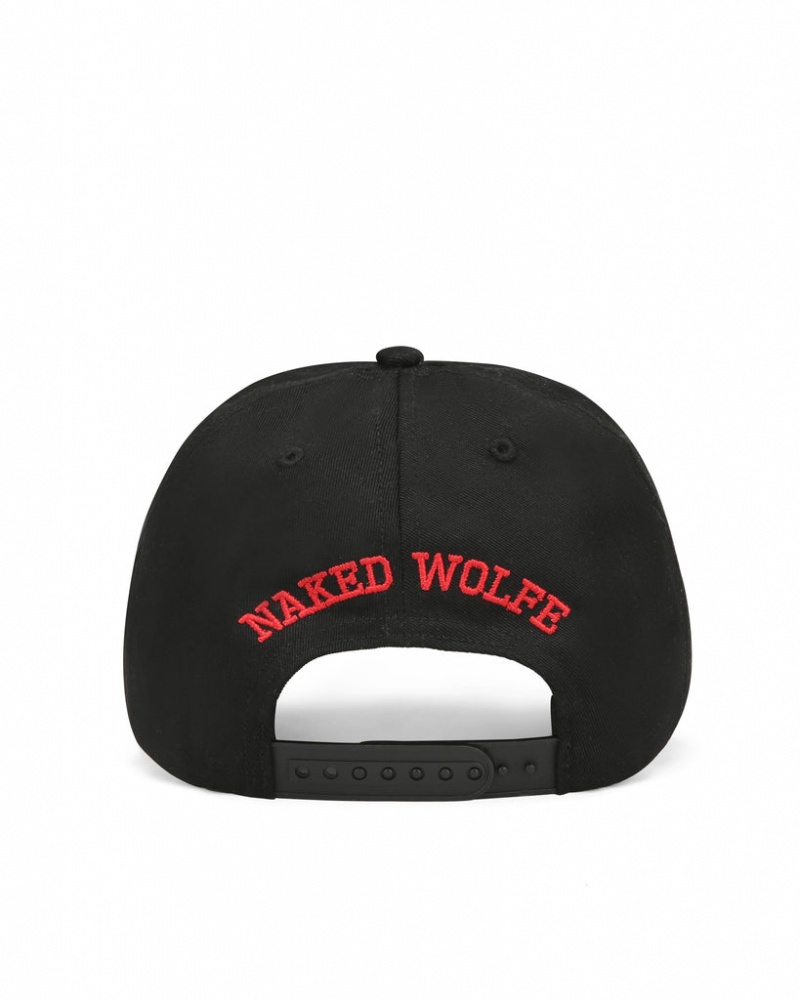 Naked Wolfe Varsity Unconstructed Cap Schwarz Rot | BYIS0196