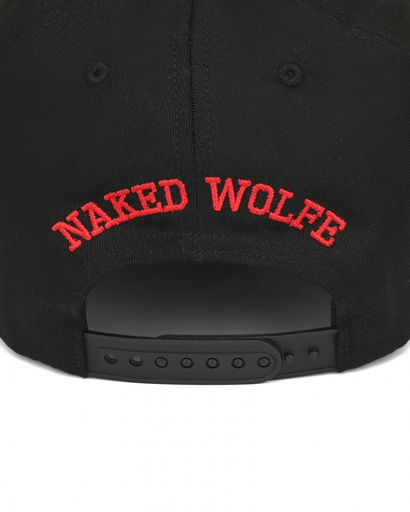 Naked Wolfe Varsity Unconstructed Cap Schwarz Rot | BYIS0196