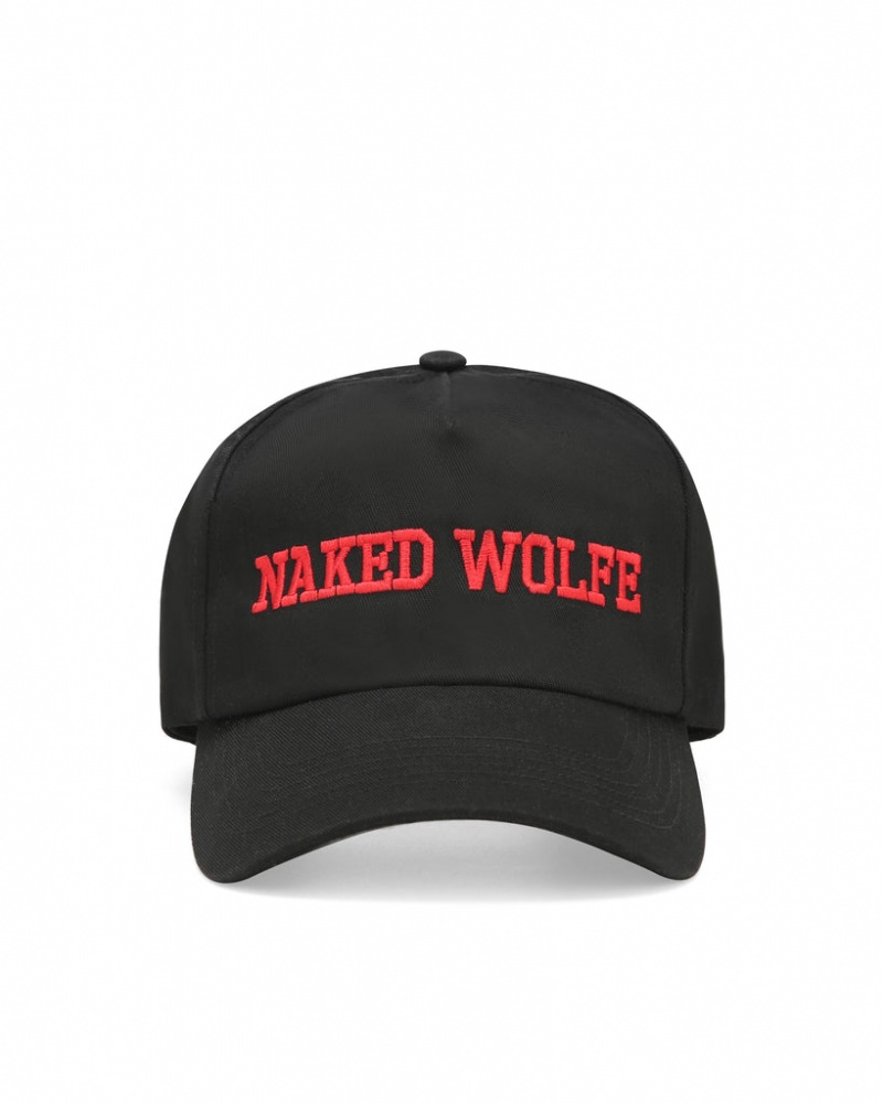 Naked Wolfe Varsity Unconstructed Cap Schwarz Rot | BYIS0196